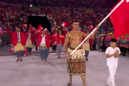 7NewsAustralia's tweet photo. Making an entrance: Tonga enters the #Rio2016 #OpeningCeremony in style! VIDEO: https://t.co/MIhNxgByds #7Olympics https://t.co/g1rUyvGUqb