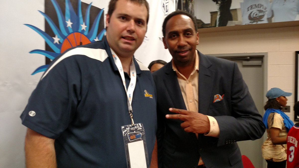 David_Malandra's tweet photo. What an Honor it was to meet @stephenasmith after the Allen Iverson Celebrity Game #Sixers #AICSC #AllenIverson https://t.co/sVa4etHe2X