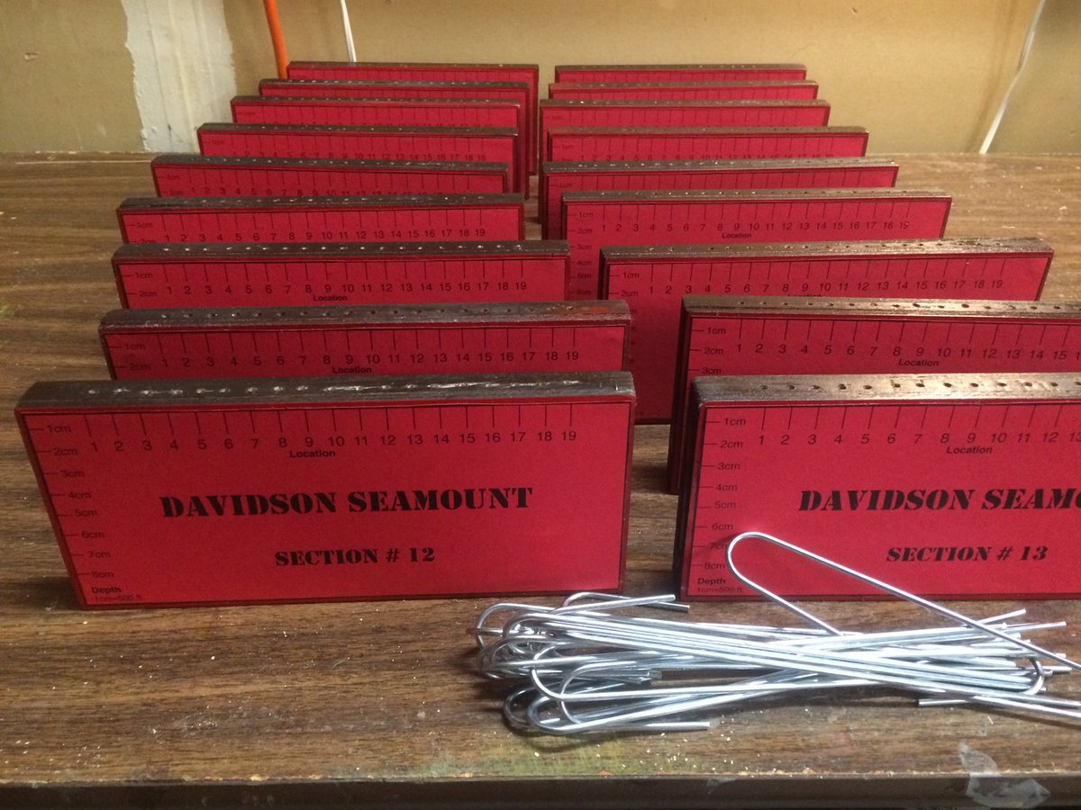 CVScienceguy's tweet photo. @MontereyAq  18 sealed boxes, each with 19 hole to measure and record depths. Then graph to show Davidson seamount. https://t.co/acDA4VAFq1