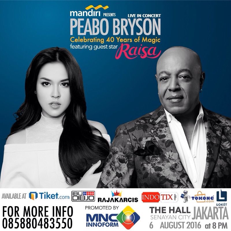 Tonight! Peabo Bryson "Celebrating 40 Years of Magic" bersama Raisa di The Hall Senayan City, pukul 20.00 WIB.