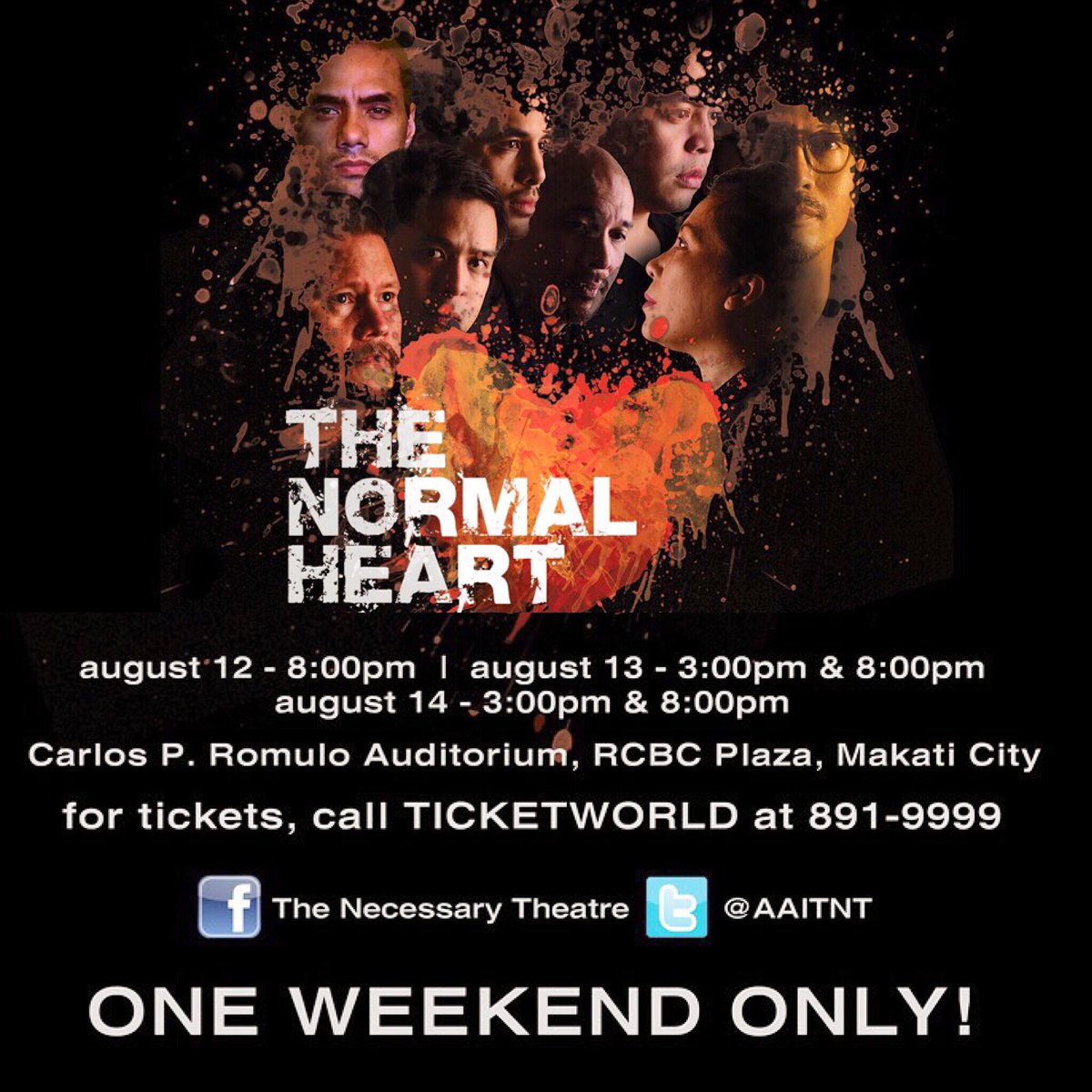 tjtrinidad_'s tweet photo. #TheNormalHeartMNL To those who haven't seen the play,do come and watch! We're back at RCBC Plaza Aug12-14 #lastrun https://t.co/EZCgGdufSO