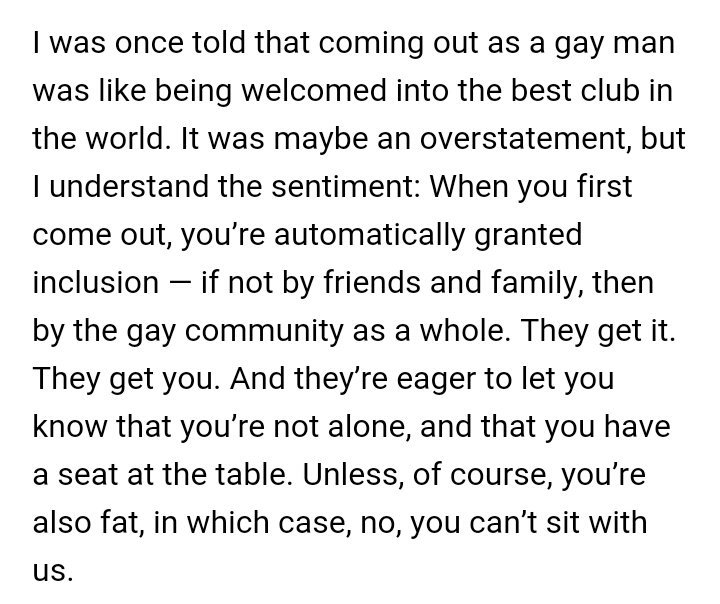 [EN] [Grossophobie, Discrimination dans la communauté gay] It gets better, unless you're fat buzzfeed.com/louispeitzman/…