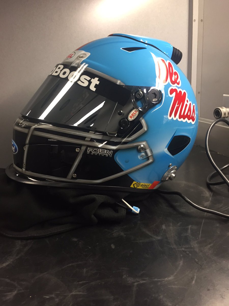 CoachHughFreeze's tweet photo. Everyone be sure and pull for my friend @StenhouseJr this weekend as he wears the attached racing helmet. #SIPBOYZ https://t.co/k7jK8fYwOm
