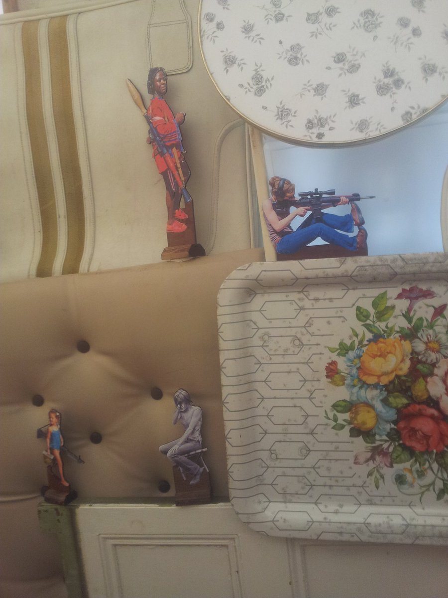 paulaschambers's tweet photo. Just a few of my cut out women with guns 'manning' the barricade that is "Domestic Front" at Bowery, Leeds. https://t.co/L9nLy2UcMh
