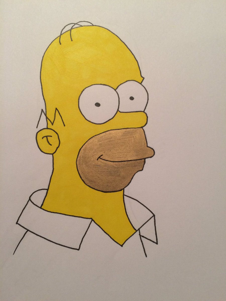 bvbJLee's tweet photo. My attempt at drawing Homer Simpson, not very good but at least you can tell who it's supposed to be I guess https://t.co/2t9Y99NOpw