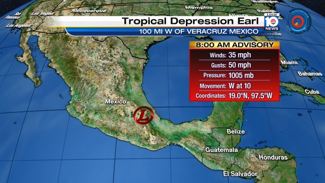 #Earl weakens to a depression as max. sustained winds  dropp to 35 mph. #Tropics https://t.co/mf5kPPxzH6