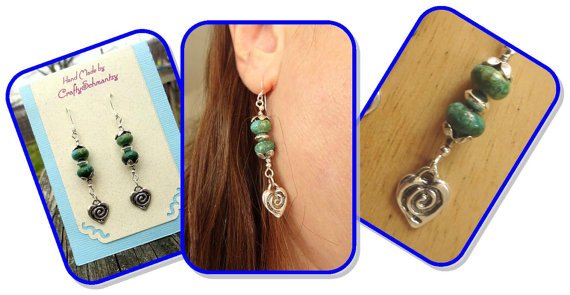 CraftySchmantzy's tweet photo. Handmade Sterling Silver &amp; turquoise Earrings with Bali Beads &amp; heart charm https://t.co/cnbPUUNjJ4 https://t.co/CgzE27Hhzb #jetteam