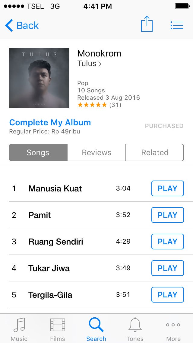 billydut's tweet photo. Woohoo..udah beli doong album Monokrom 😍����👏🏻 @tulusm @musiktulus https://t.co/DSVpaIhf95