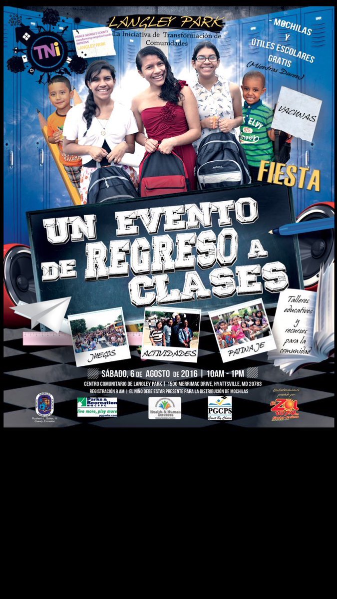PGCDSS's tweet photo. Back2school in Langley Park event tdy! Don't miss it. @Gbrown8603 @PGCTNI @ElZol1079 @CountyExecBaker #DSSCares https://t.co/iEFz7kwMGf