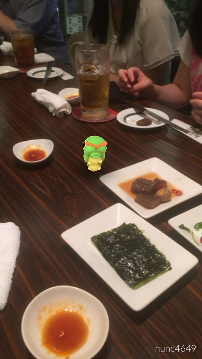 飲み会中、ポケモン遭遇（笑）。