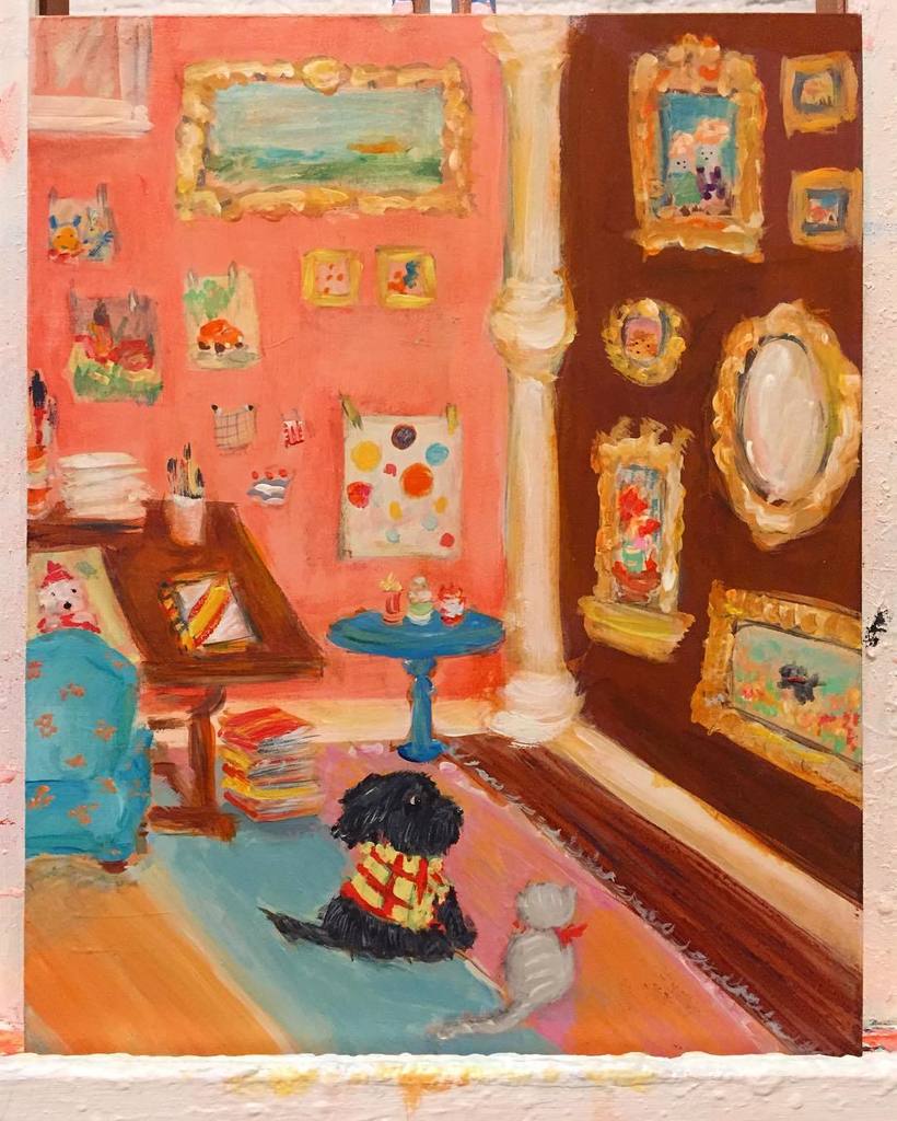 ArtworkByAllyn's tweet photo. #studioday #artworkbyallyn #dog #cat look at #paintings #cozystudio #illustration #salonst… https://t.co/EGLFeClWcK https://t.co/3smyepWyrN