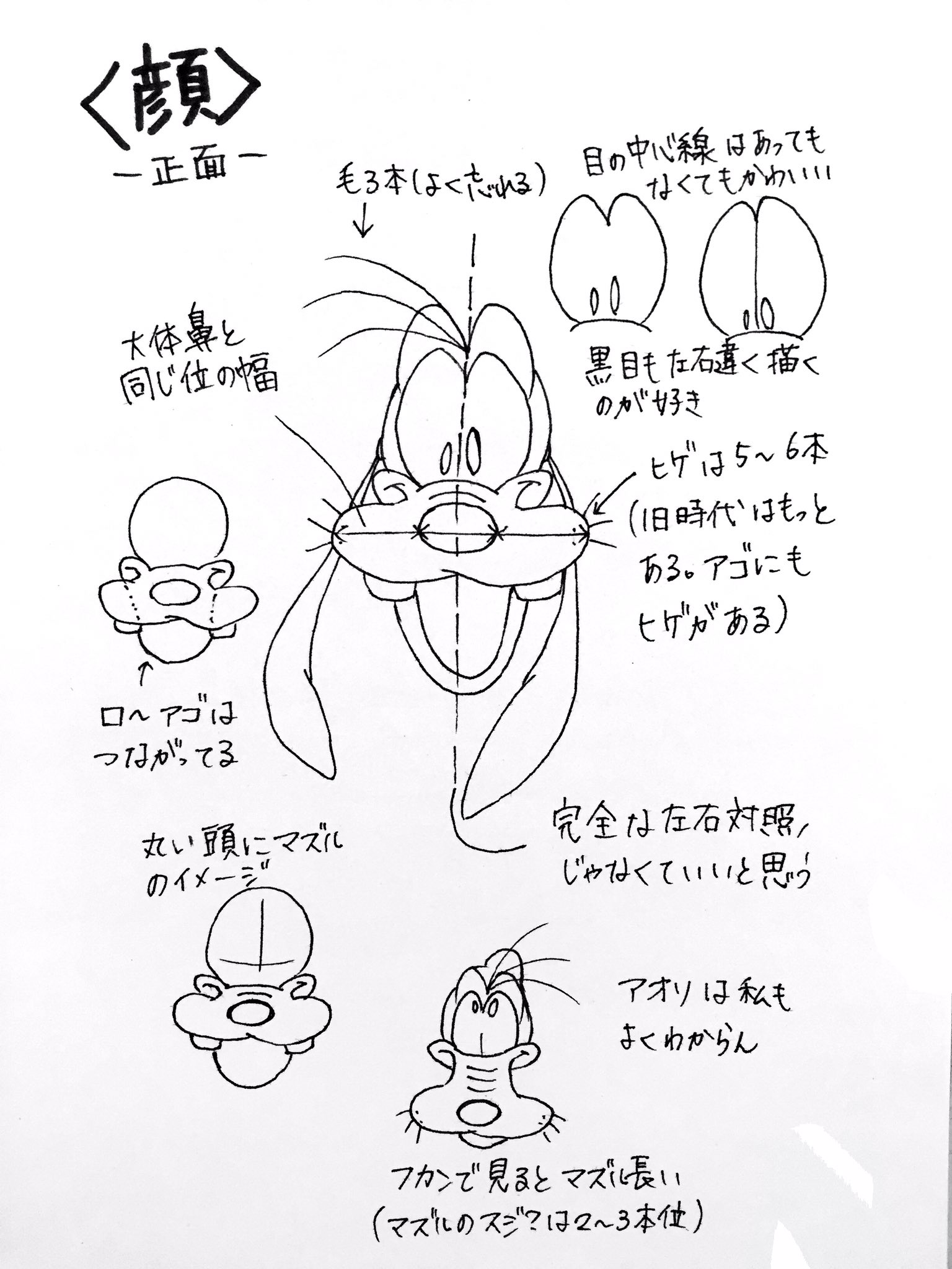 鹿 友人にプレゼントする完全我流のグーフィーの描き方 何枚か 載せてほしいとお声頂いたのでこちらに 完全に自己流なので 公式とは大分違うと思いますが 何か改めて描いたら楽しかった いいお勉強になりました T Co