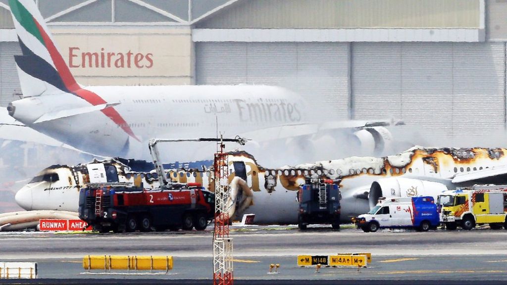 Emirates plane after crash landing