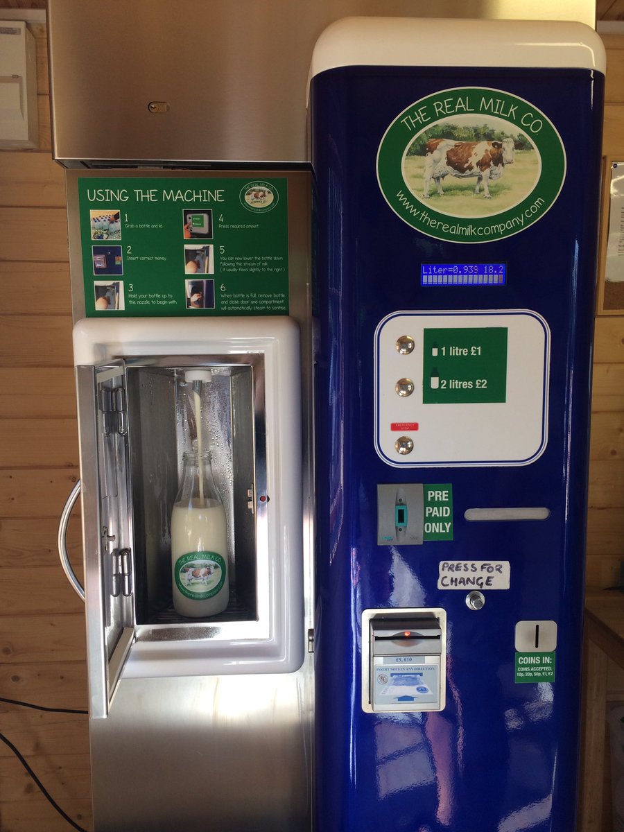 _luce_johnson's tweet photo. Just been to the The Real Milk Co. for some vending machine milk! 🐄🐮 #realmilkrealgood #farmingdiversification https://t.co/hj0L3EP1p8