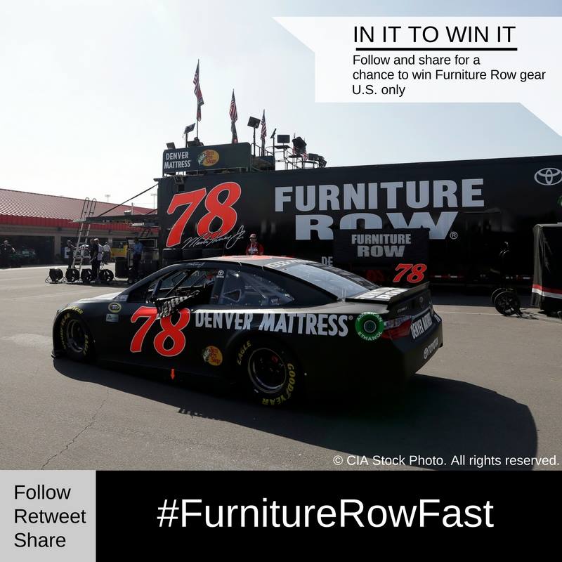 FalciAdaptive's tweet photo. Who wants 78 gear? Retweet this &amp; Follow @furniturerow to enter. Winner chosen after #CheezIt355! #FurnitureRowFast https://t.co/pZuDnW3Q9h