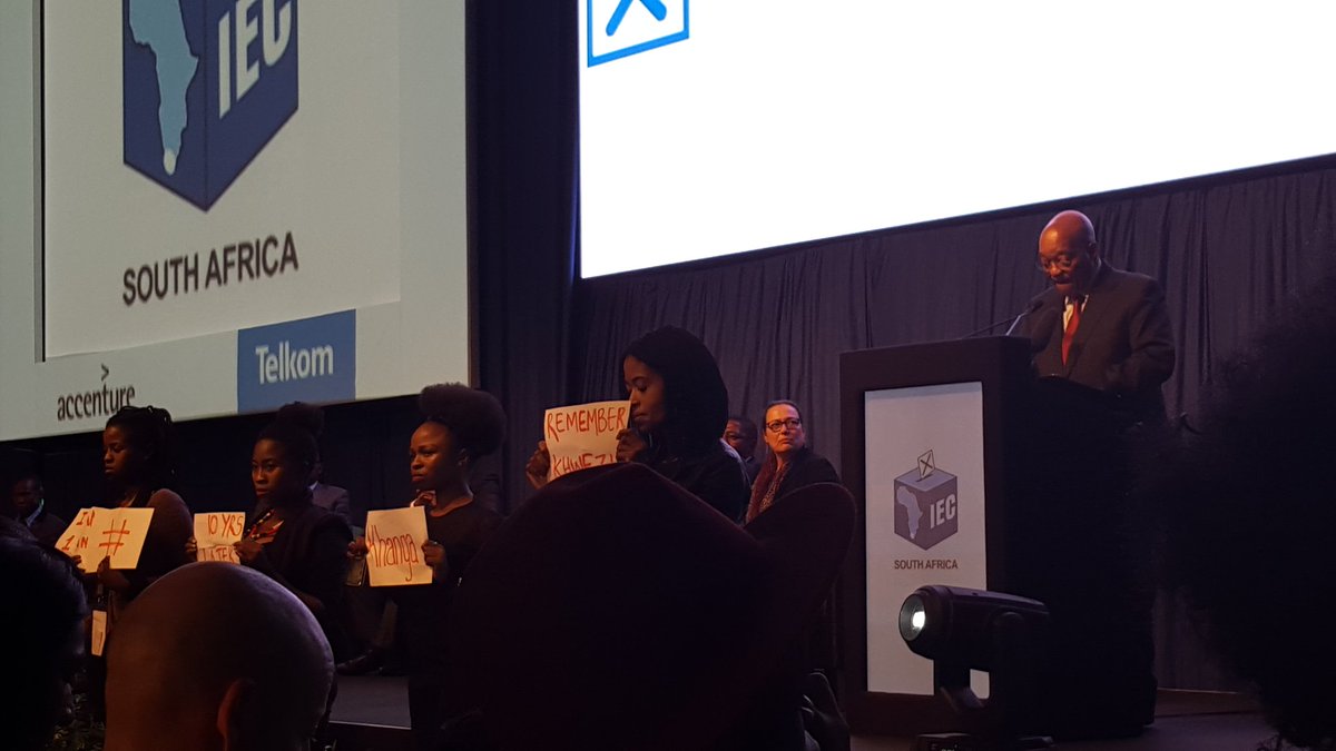 NatashaMarrian's tweet photo. Silent protest harking back to #Zuma rape case in which he was acquitted. But reminds of the victim. #LGE2016 https://t.co/lGdVYfuR3C