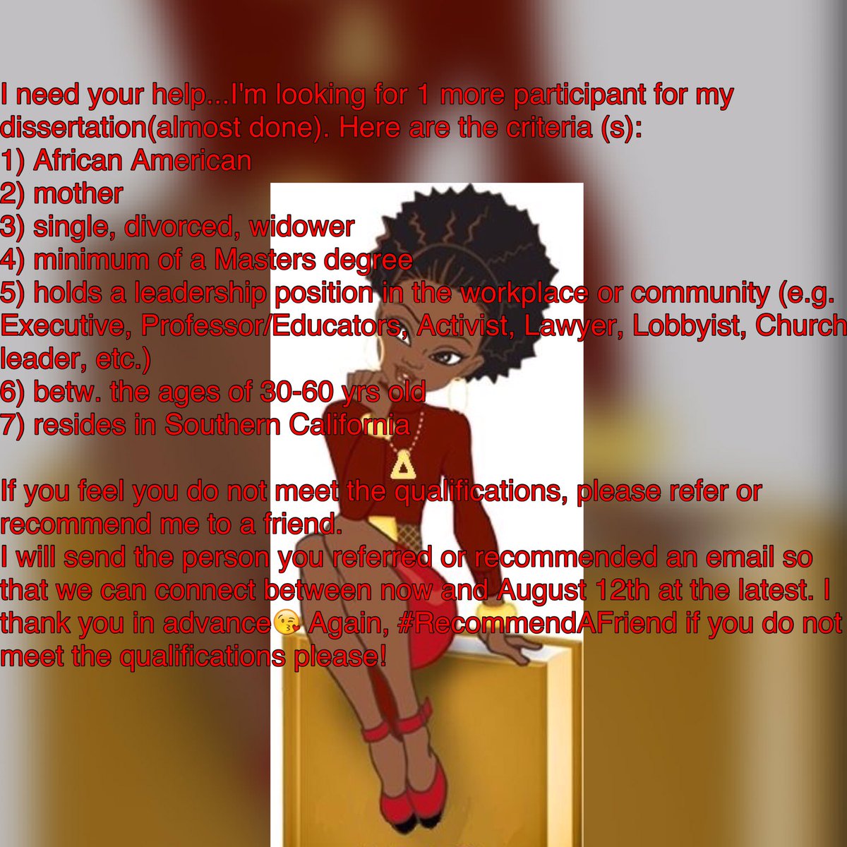 I just need one more person; just one! #ThankYou