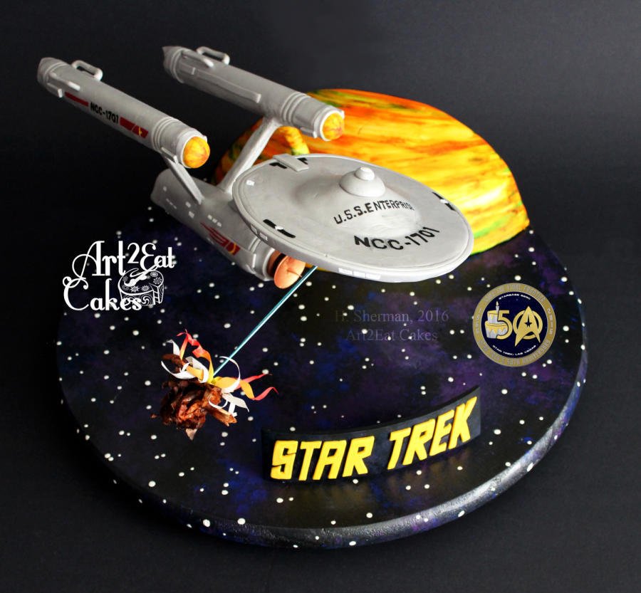 Star Trek Enterprise, 50th Anniversary Celebration ... cakesdecor.com/cakes/251882-s… #cake #cakedecorating