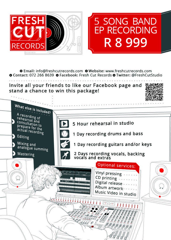 FreshCutStudio's tweet photo. EP recording special for bands! Invite all your friends to like our FB page and you could win this! Share please! https://t.co/eWkjSJUd2s