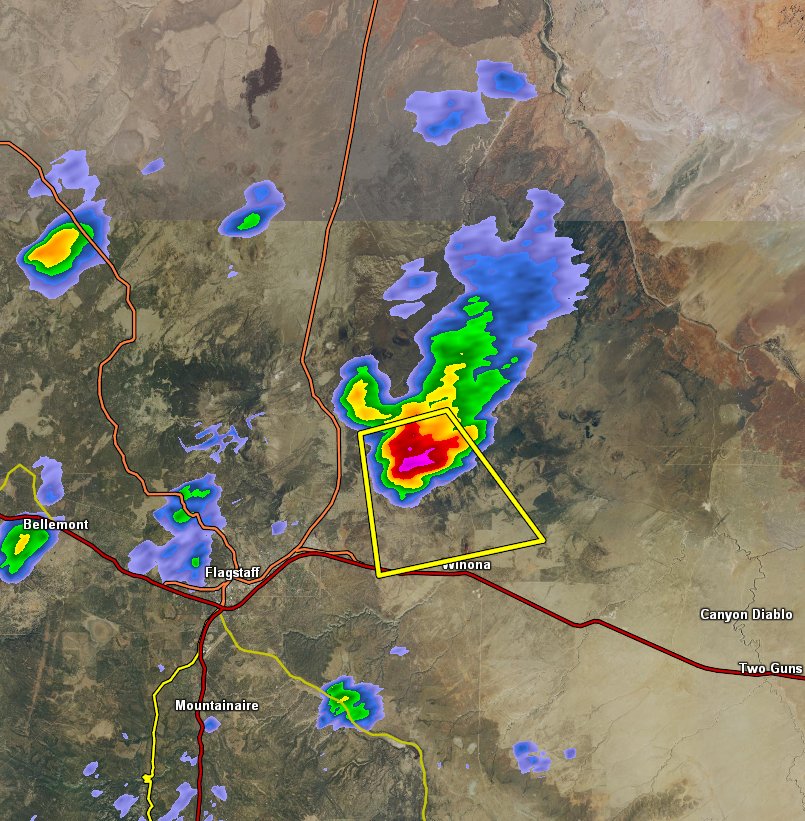 Noon Severe Thunderstorm Warning for Doney Park and TownsendWinona