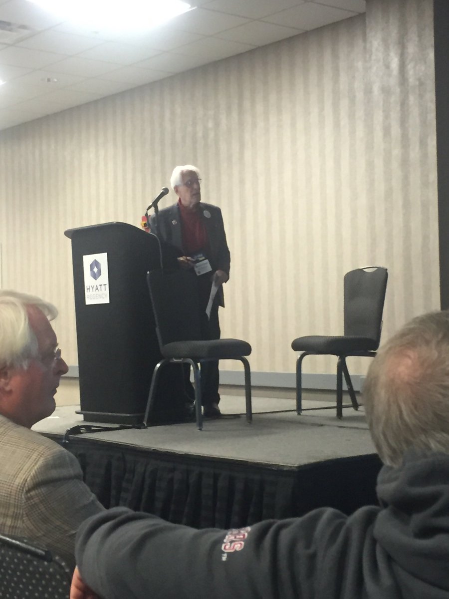 maanow's tweet photo. “I think we should do some serious mathematics while we are here.” -Richard Guy taking the stage at #MAAthFest https://t.co/dXHrZlbMOl