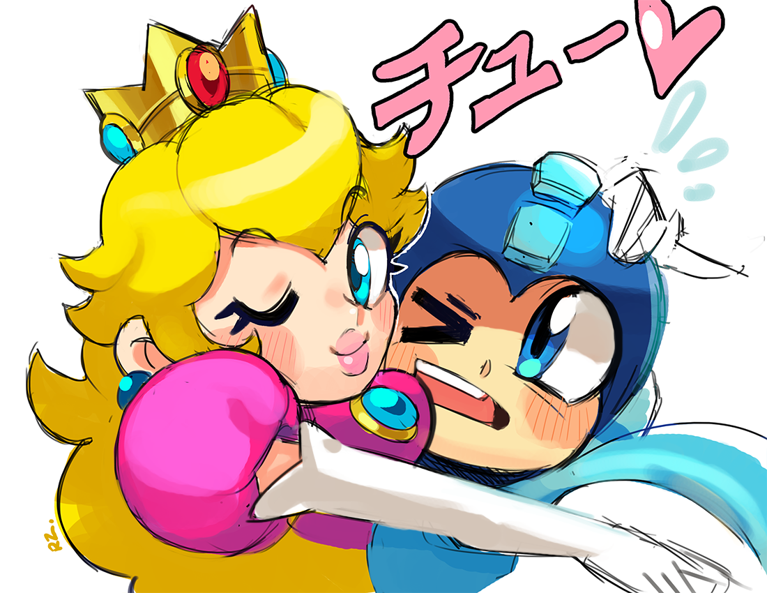 Rta Redz Emote Badge Commission Waitlist Open Ol Doodle Of Megaman And Peach I Used To Ship This Back In The Day X D Cutiesaturday Fanart Cute