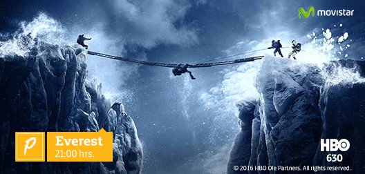 MovistarChile's tweet photo. Todo alpinista sueña con subirlo, pero no todos pueden lograrlo. ¡No te pierdas "Everest", ahora por @HBOLAT! https://t.co/gyvhJprBH9