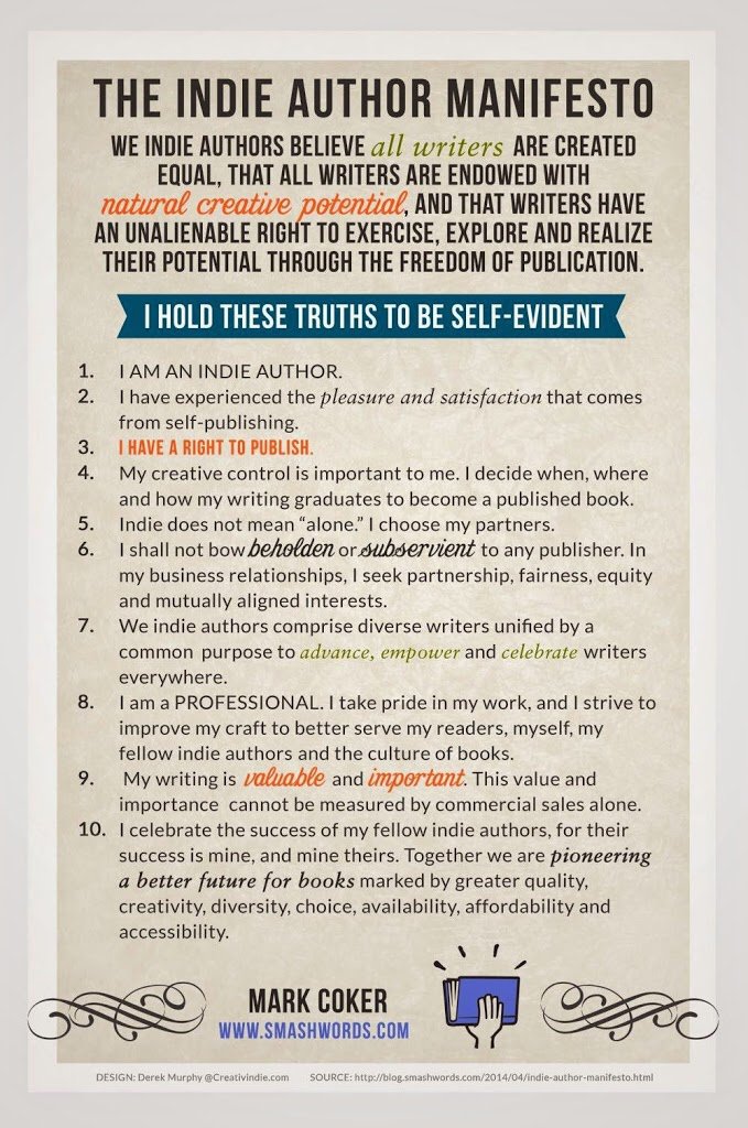 TrinitysBooks's tweet photo. #Love this--The #indie #author #manifesto. #amwriting #romance #shape_shifter #paranormal https://t.co/TNk46A9wpM