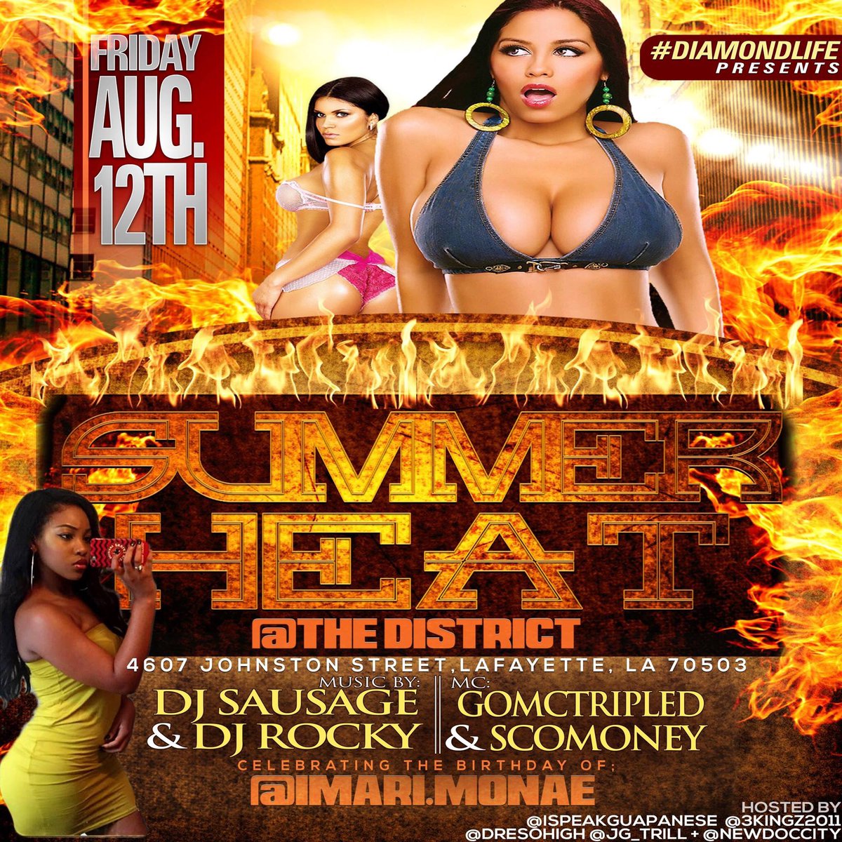 NewDocCity's tweet image. #DiamondLife is Back with #3Kingz Presenting:
#SummerHeat337 @ The District -- Lafayette, LA 📍