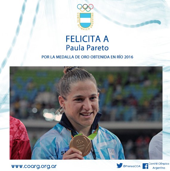 #JuegosOlimpicos ¡¡Felicitaciones Paula Pareto por hacer historia en el deporte argentino!! #OrgulloArgentino 🇦🇷