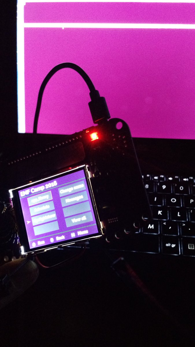 Live coding the #emfcamp badge. New update submitted to the app_library for signlightshow by emfnumberone. Enjoy!