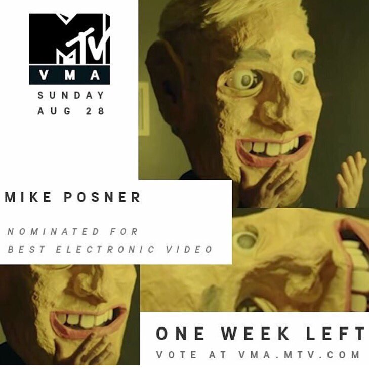 thisisWONG's tweet photo. Don't forget to vote for @MikePosner's #ITAPII for #BestRockVideo at the @vmas https://t.co/MLt7WouBbS