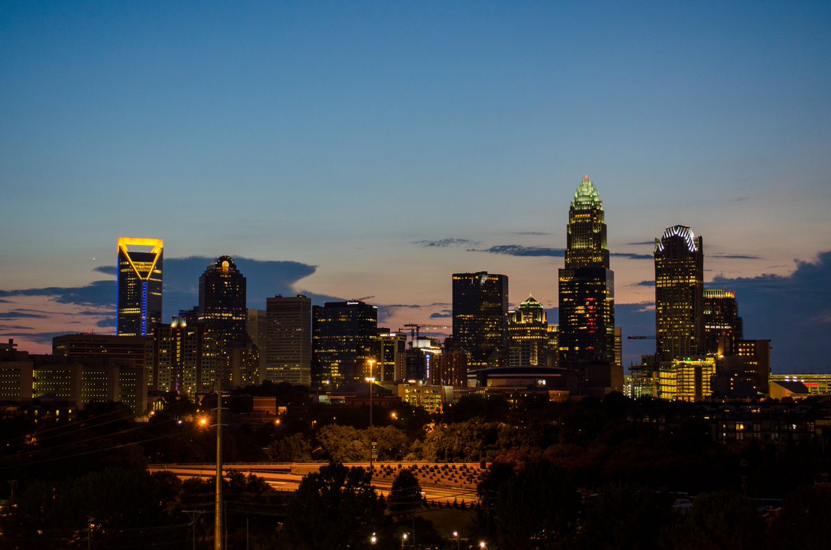Tonight Wells Fargo’s Duke Energy Center is lit in blue &amp; gold to welcome the #JOHsouth team to Charlotte, NC!