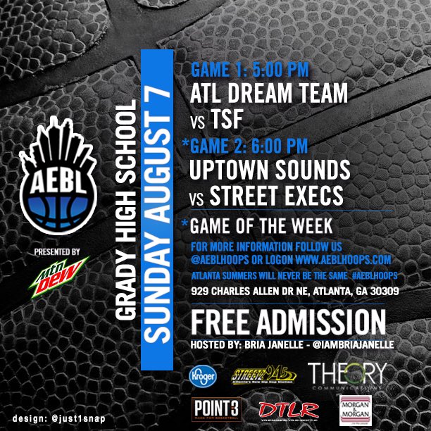 AEBLHOOPS's tweet image. Sunday Line Up 🔥GM 1: 5pm @theskillfactory vs #ATLDreamTeam GM 2: 6pm @uptownsounds @louwillville vs @thestreetexecs