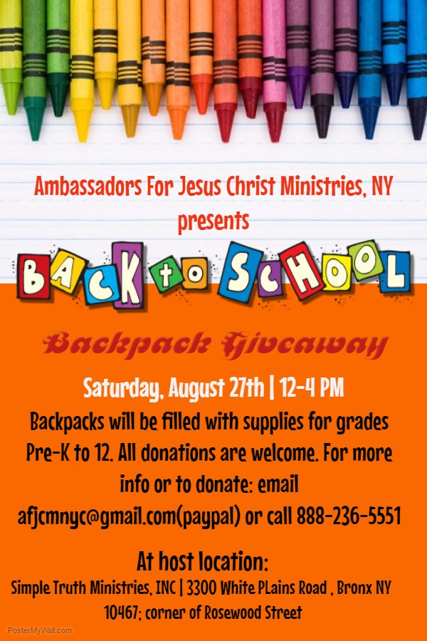 AmbBenefield's tweet image. Donate your time, items or money to this cause for children. 888-236-5551 or paypal afjcmnyc@gmail.com