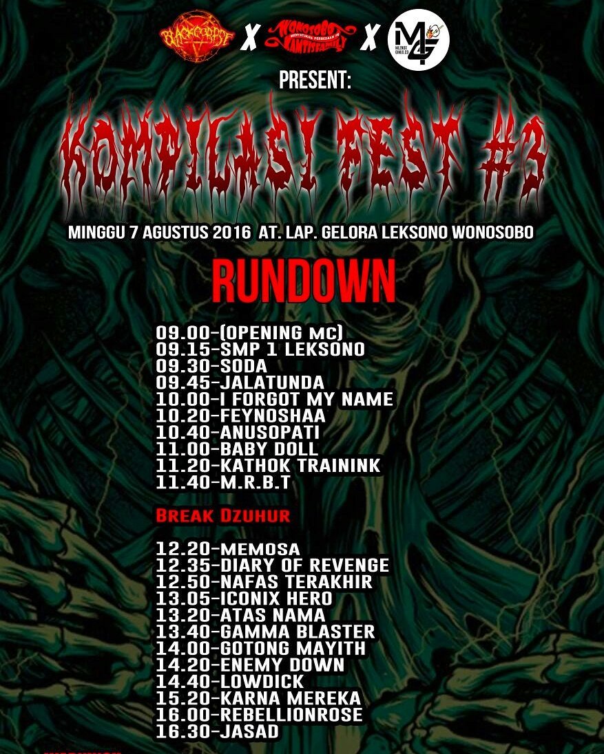 Pasukan Karuhun Wonosobo..
Sampai ktemu nanti sore bersama kita di KOMPILASI FEST #3 | Lap.Gelora Leksono