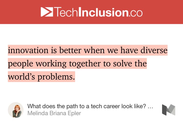 techinclusionco's tweet photo. “innovation is better when we have diverse people working together to…” — @mbrianaepler https://t.co/kZtojmDvBY https://t.co/04Ke2M1ePK