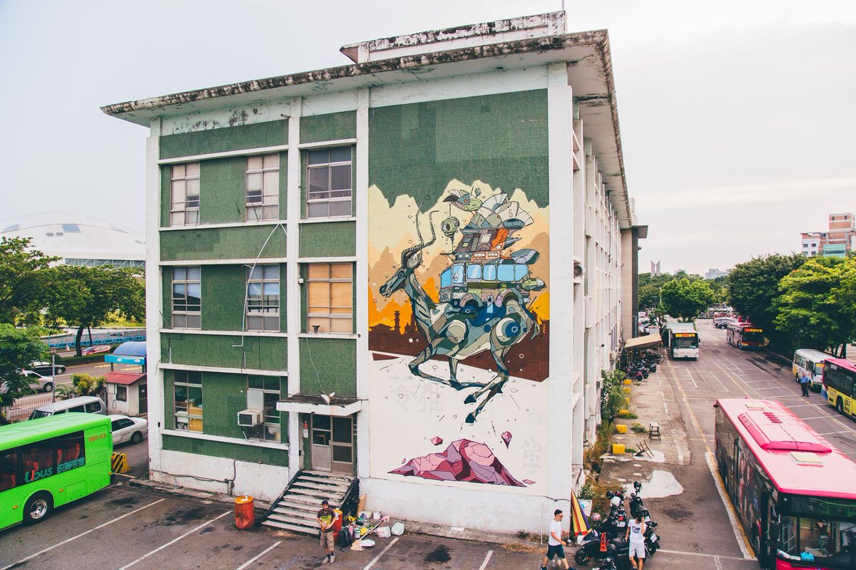 StreetArtBel's tweet image. Belgian talents go worldwide: #PsoMan finished his wall in #Kaohsiung (#Taiwan) for #Wallriors. We love it !