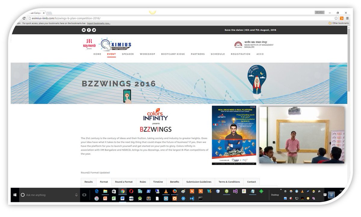 StartupSanatana's tweet photo. @nsrcel Colors Infinity in association with IIM-B & NSRCEL Brings Bzzwings, B-Plan Competitions. #eximius2016 :-) https://t.co/69Q8CdzVJ7