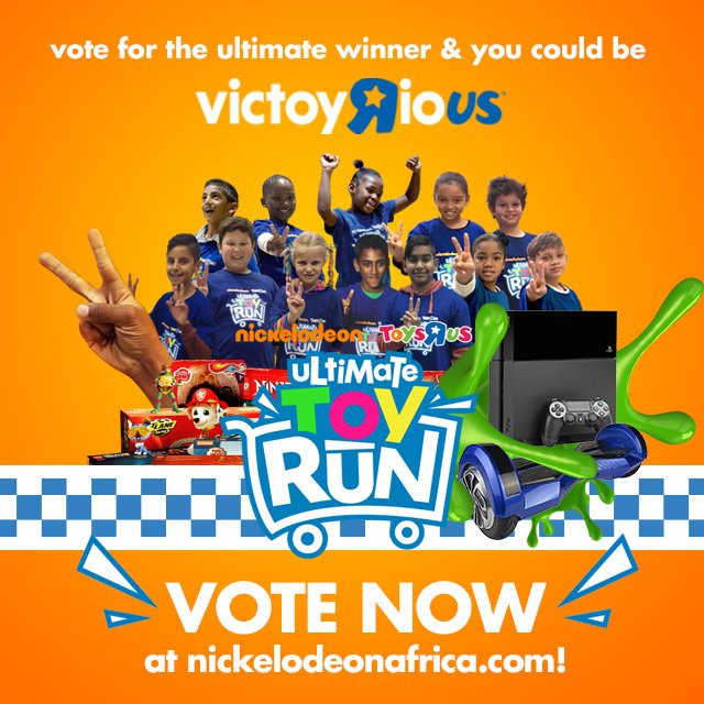 NickAfrica's tweet photo. 🏆 LAST CHANCE to vote and #win with @ToysRUs_ZA &amp; the #UltimateToyRun at https://t.co/Mntcs0pEhO 🏁 https://t.co/z6azoaPTDw