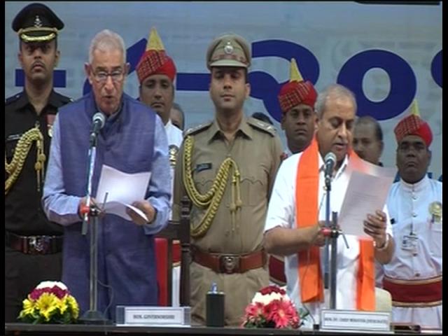 TimesNow's tweet photo. Nitin Patel takes oath as Deputy Chief Minister of Gujarat https://t.co/EvFvxAzbNO
