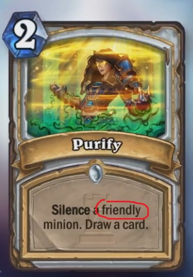 We want the priest class to be more friendly, so we add the word "friendly" on to the card.