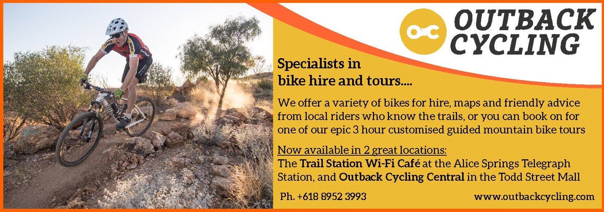 MTB_TheAlice's tweet photo. Come ride with us!

@VisitCentralAus @AusOutbackNT @Australia https://t.co/4rQ8ntiGSj