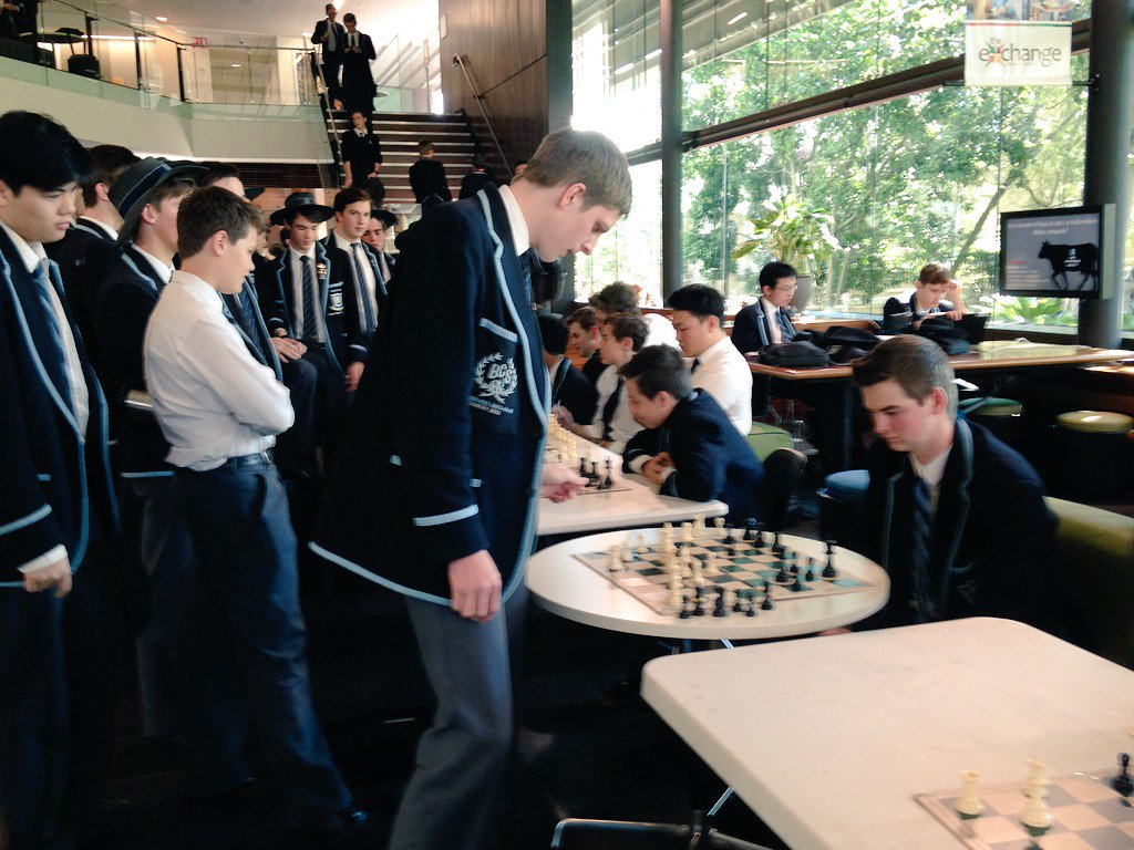 BGS_Chess's tweet photo. Tom, one of our Premier team boys, playing a lunchtime simul against a number of other players! Thanks Tom! https://t.co/ZGOfviHSd4