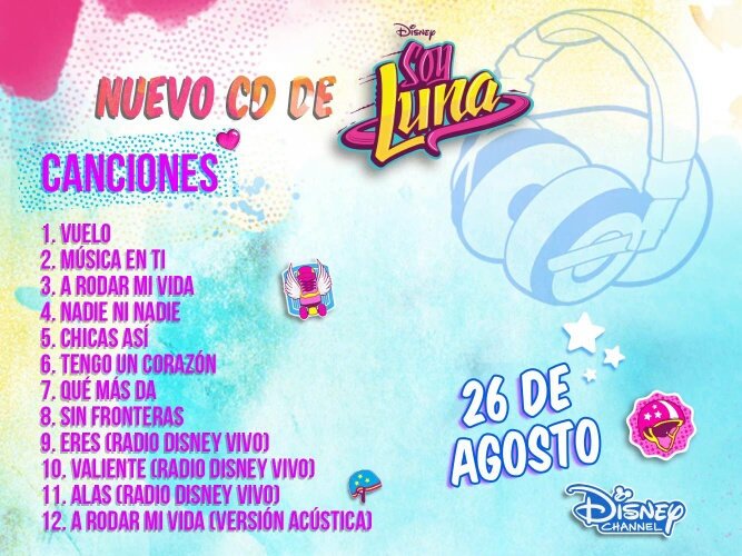 KSevillaFrance's tweet photo. Voici les nouveaux chanson du nouveau CD de #SoyLuna qui sort le 26 août ! 📀🎵
- {@karolsevilla} https://t.co/gKdy15R7Hc