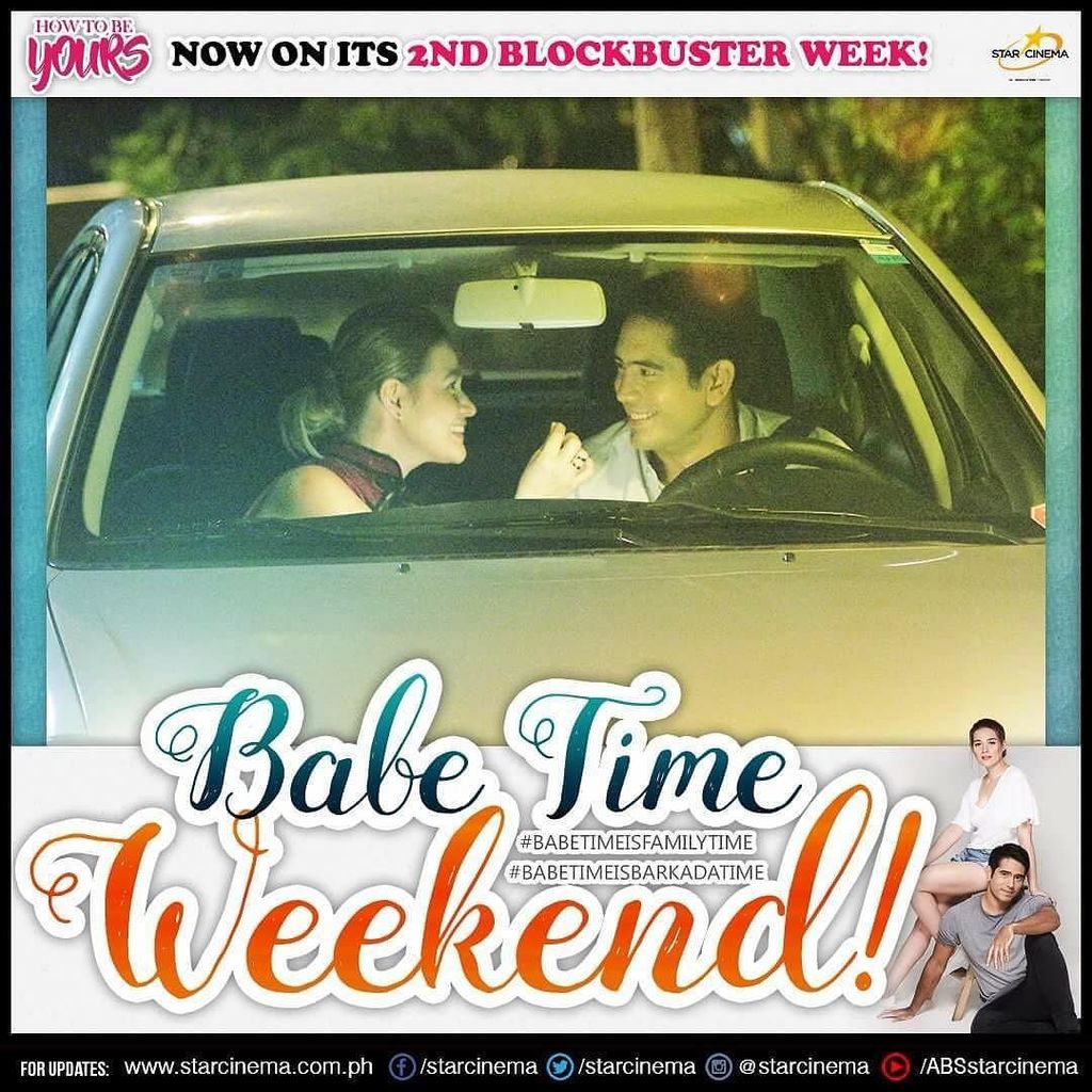 StarCinema's tweet photo. Habol na sa #BabeTimeWeekend! Watch #HowToBeYours tonight! #HowToBeYours2ndBlockbusterWeek https://t.co/B4FwcrRziS