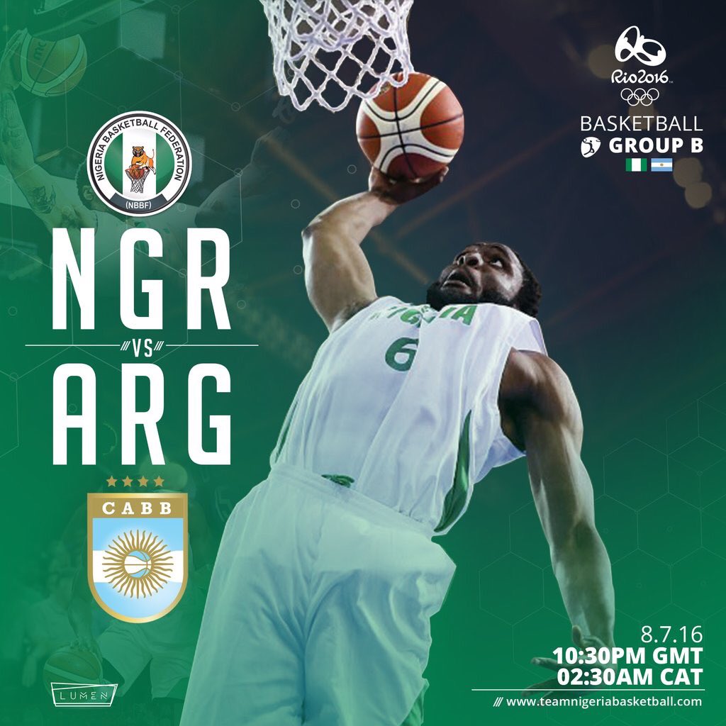NigeriaBasket's tweet photo. GAMEDAY! D'Tigers' debut at the 2016 Rio Olympics:
🇳🇬 vs. 🇦🇷 https://t.co/qiskaQ5zPm