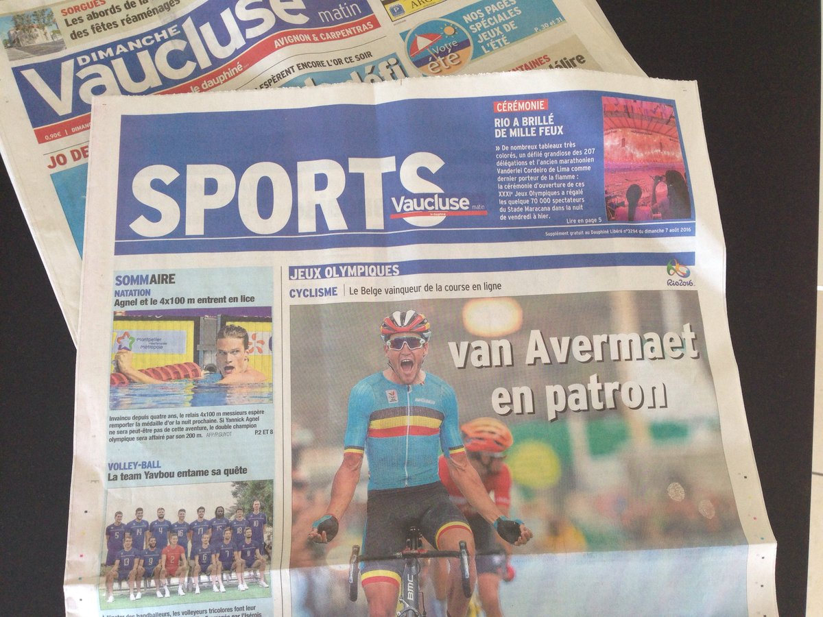 Franse Zondagskranten lovend voor Greg. #Olympics2016 #gregvanavermaet