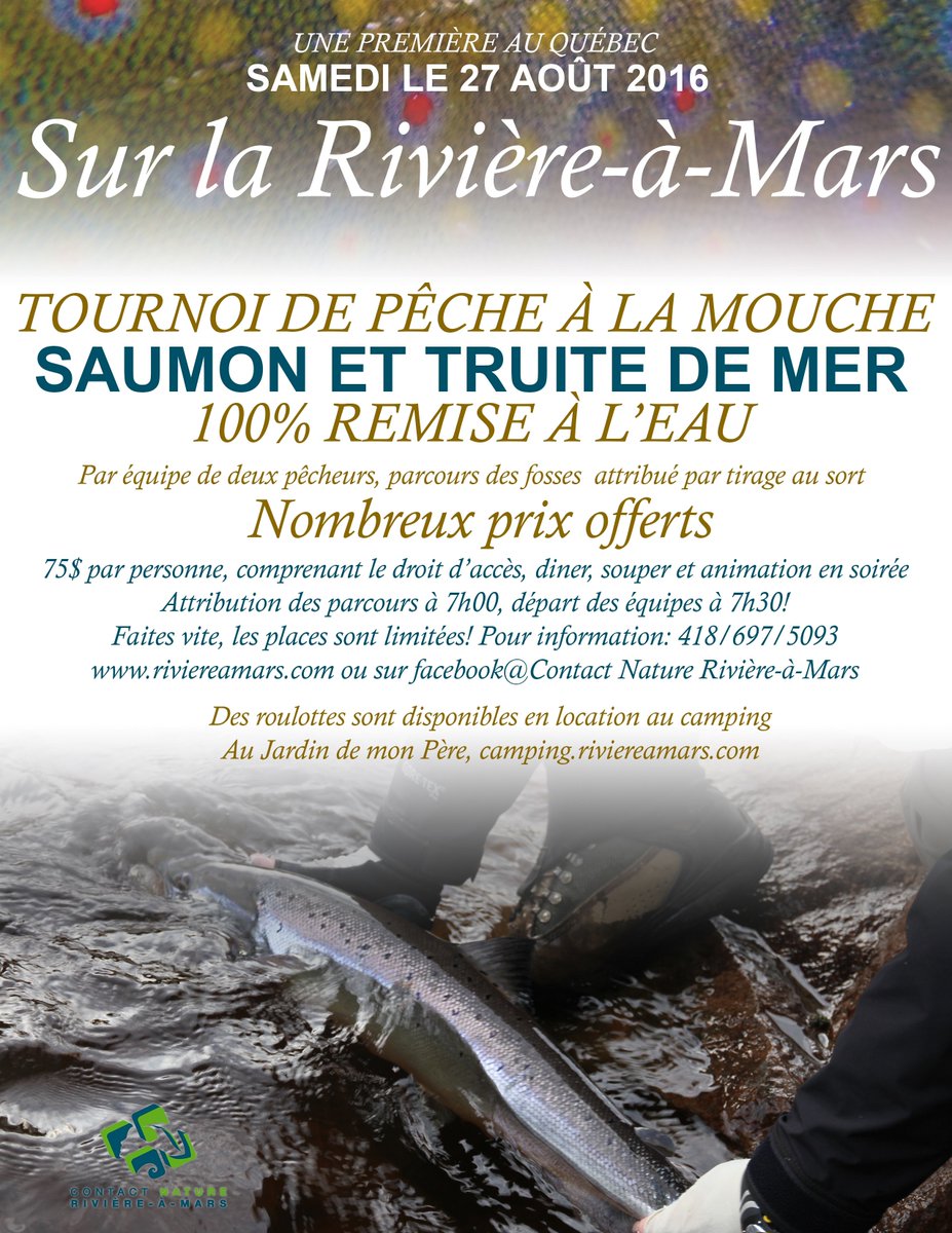 SaumonQC's tweet photo. Le 27 août : Tournoi de pêche sur la rivière à Mars https://t.co/B2SxcL0r9x