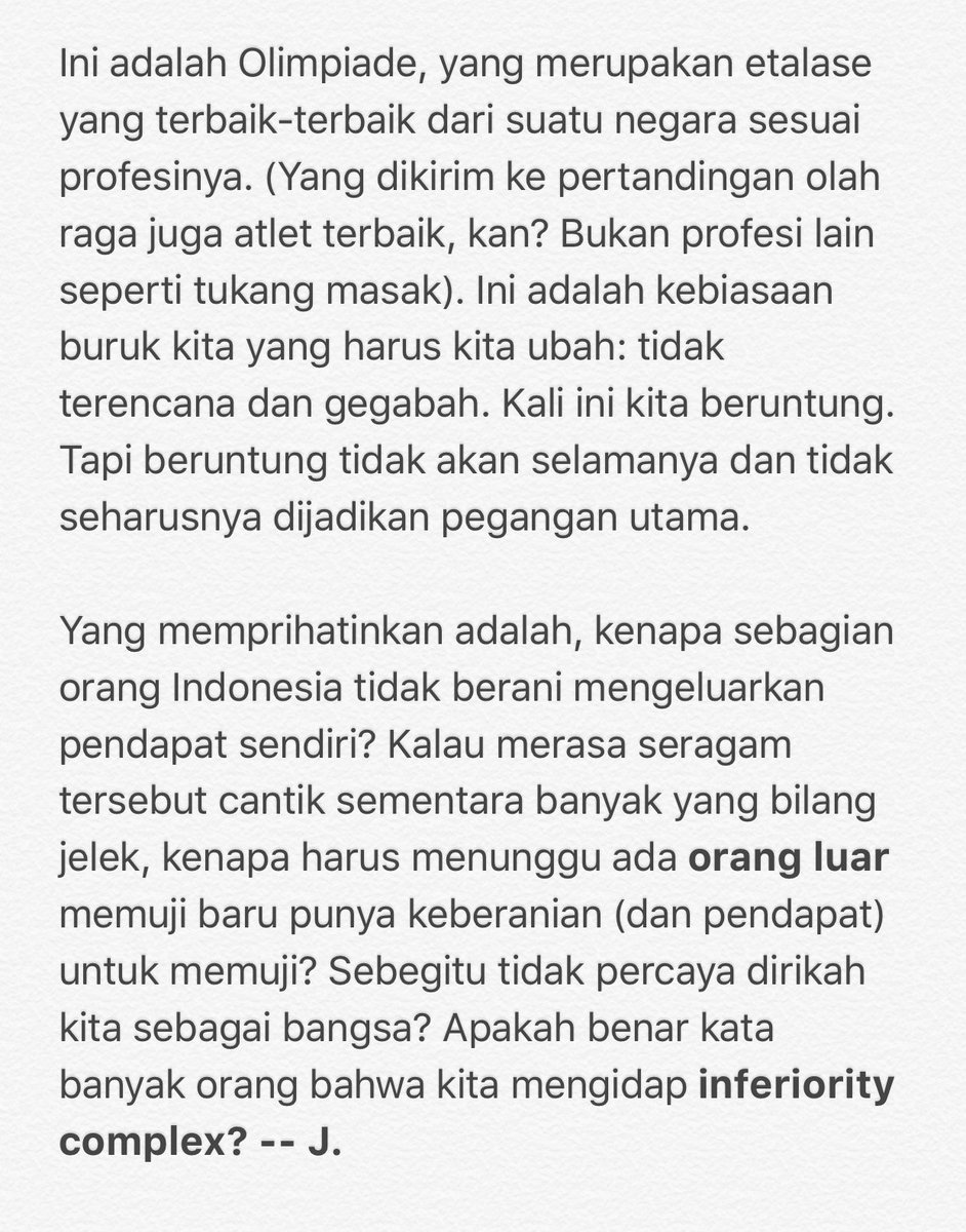 Tentang seragam Olimpiade, ini ya temen-temen. Nuhun. 🙏🙏